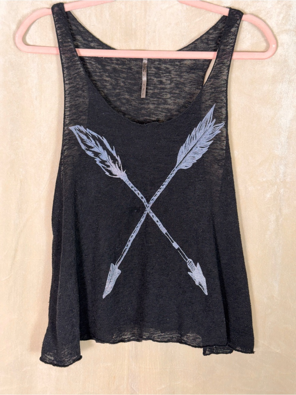 Women's Black Feather Arrow Graphic Tank Top